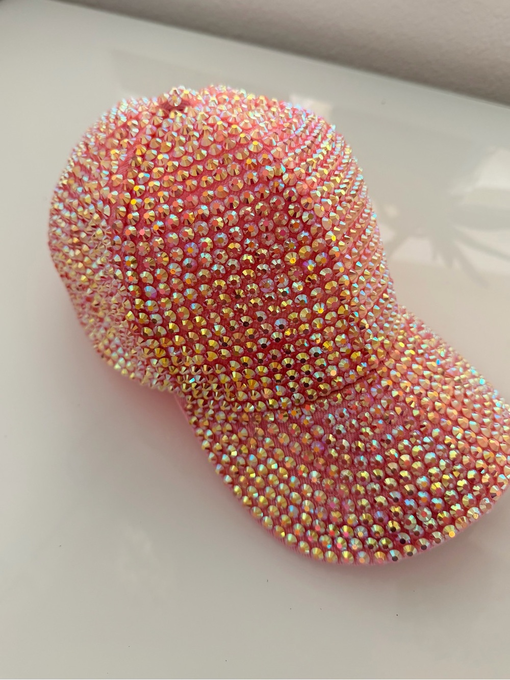 Iridescent Pink Crystal Baseball Cap from Hawaii shop- Women Accessories